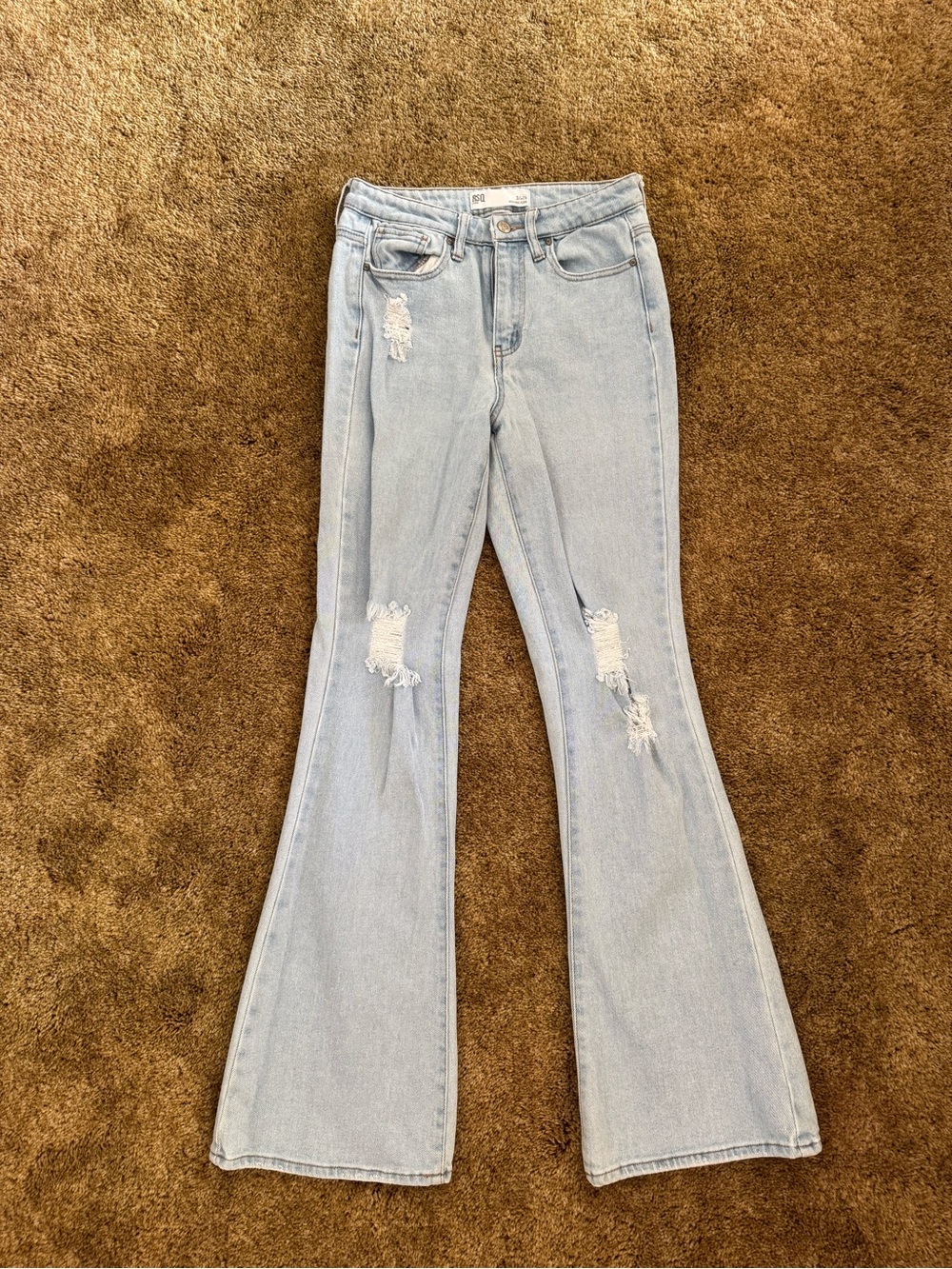 Light wash RSQ high-waisted flare jeans with distressing; perfect condition